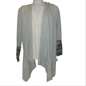 Botanique, 2x Open front hooded Cardigan, Long Sleeve Asymmetrical Draped Front